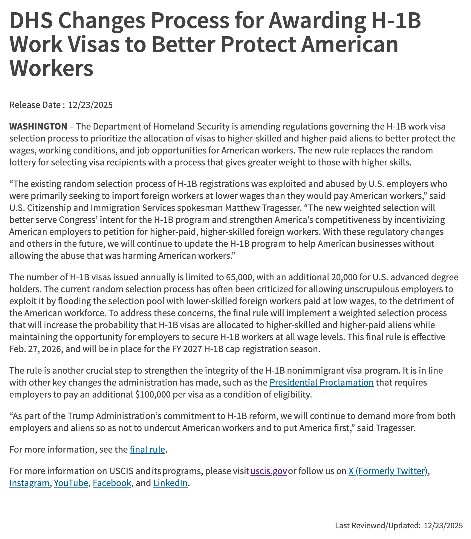 美国2026年H-1B新政落地：工资水平决定抽签权重！_侨外移民官网_专业加拿大投资移民、欧洲房产、全球护照项目